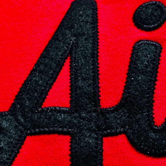 Nike Air Hoodie Mens Small Red Black Spell Out Pullover Sweatshirt Hooded - Picture 8 of 13